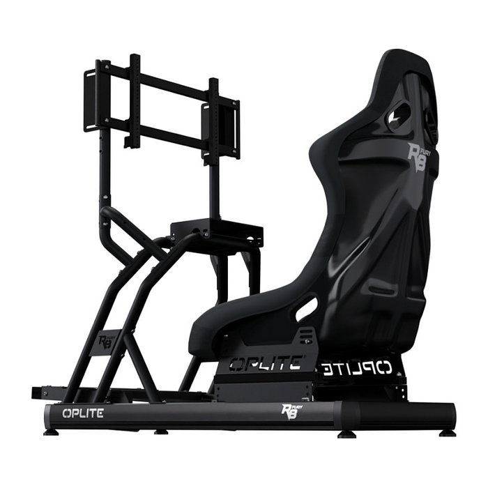 Oplite 102842 OPLite Cockpit R8 Fury Cabina de Carreras Negro con Sensor 200 kg y Par Motor 35 Nm, Acero, 150-210 cm, 150 kg