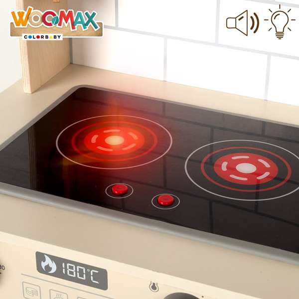 Color Baby Cocina Electrónica de Madera y PVC para Niños +3 Años 70x30x100 cm con Horno, Luces y Sonidos