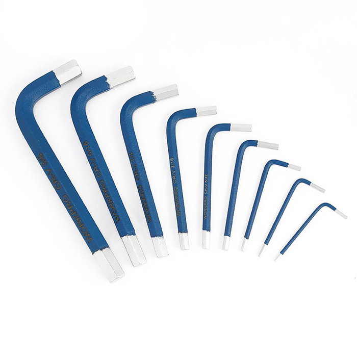 WORKPRO Juego de 9 Llaves Allen Cortas Métricas 1.5, 2, 2.5, 3, 4, 5, 6, 8 y 10 mm en Acero Cromo-Vanadio Azul