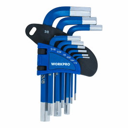 Workpro Juego de 9 llaves allen cortas métricas, azul