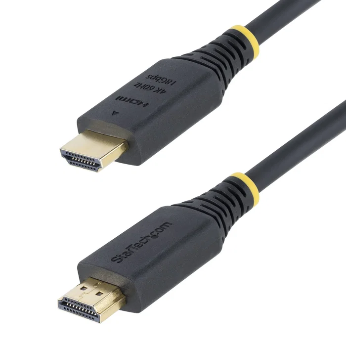 StarTech.com HDMI2-CABLE-4K60-8F Cable HDMI 2.0 Premium 2.4m - Certificado, 4K 60Hz, 1440p 144Hz, 18Gbps, Ethernet, HDR, ARC, HDCP 2.2, TPE, Negro