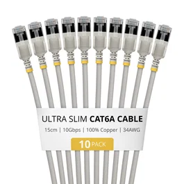 StarTech.com Cable de red Cat6a U/FTP Gris 0,15 m (Paquete de 10)