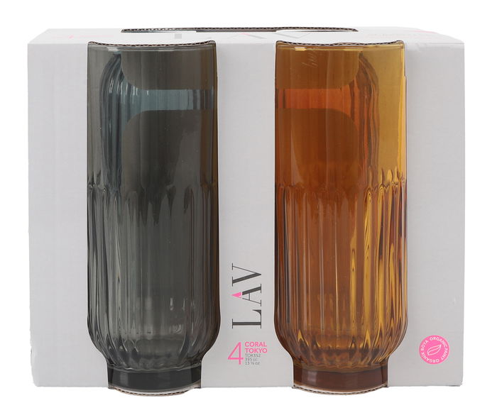 LAV Set 4 Vasos "Tokyo" 395 cc Colores (6 Cajas)