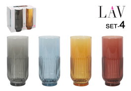LAV Set 4 Vasos "Tokyo" 395 cc Colores (6 Cajas)