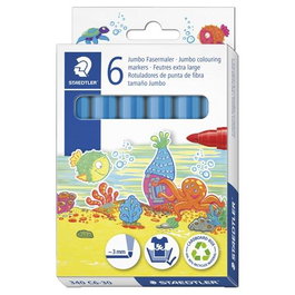 Staedtler Rotulador Noris Club Grueso Azul Claro Estuche 6 Unidades, Ideal Niños, Lavable, Punta 3mm