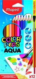 MAPED Lápices Acuarelables Color Peps Estuche de 12 + 1 Pincel