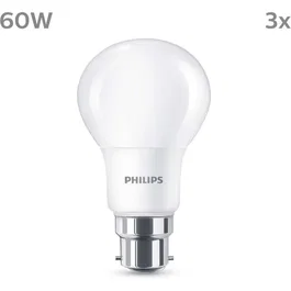 Philips Bombilla LED 8719514451278 60W B22 Blanco Cálido Mate No Regulable Pack 3 Unidades