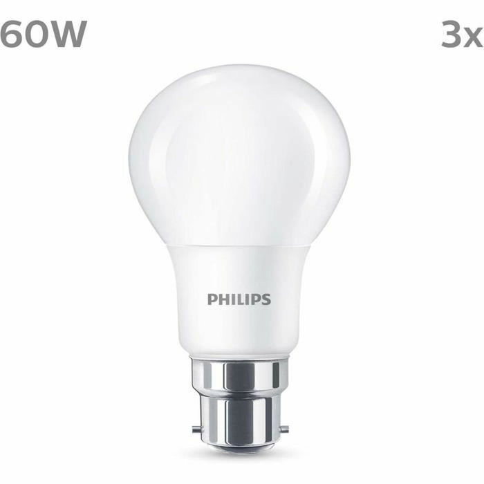 Philips Bombilla LED 60 W B22 Blanco cálido Mate - 3 piezas Philips Bombilla LED 60 W B22 Blanco cálido Mate - 3 piezas