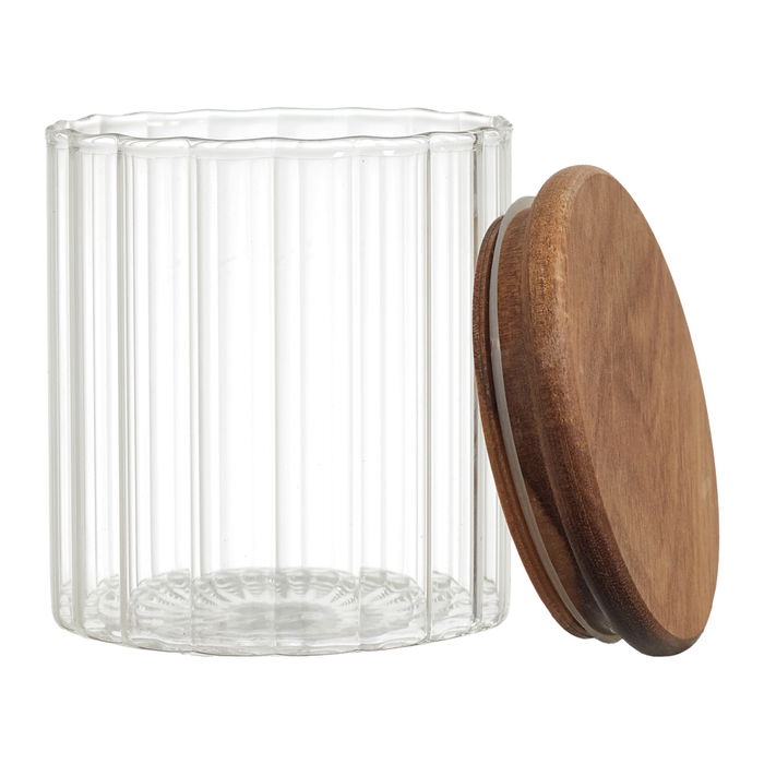 Home Deco Factory Bote Con Tapa Acacia 500 Ml Cocooning Vidrio/Cristal Máquina
