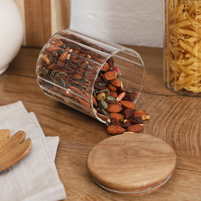 Home Deco Factory Bote Con Tapa Acacia 500 Ml Cocooning Vidrio/Cristal Máquina