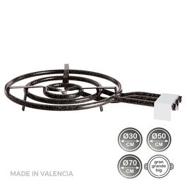 Vaello Quemador Gas Butano/Propano 70cm 3 Fuegos Paella Negro