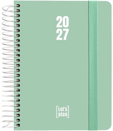 Grafoplas Agenda Anual 2027 con tapa de polipropileno y espiral, Mint, A6