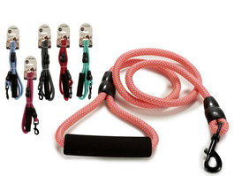 Masgow Correa Mascota 120 cm Plástico/Metal, Colores Surtidos (Negro, Rosa, Naranja, Azul, Rojo, Verde) 32x6.5x6 cm (Set de 24)