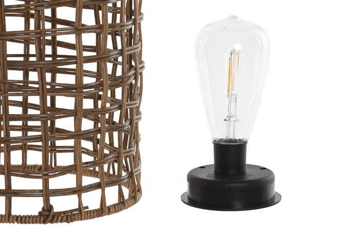 DKD Home Decor Lámpara Solar Terraza y Jardín Ratan Sintético Marrón Set de 3 (2 Unidades) 25 x 35 x 25 cm