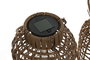 DKD Home Decor Lámpara Solar Terraza y Jardín Ratan Sintético Marrón Set de 3 (2 Unidades) 25 x 35 x 25 cm