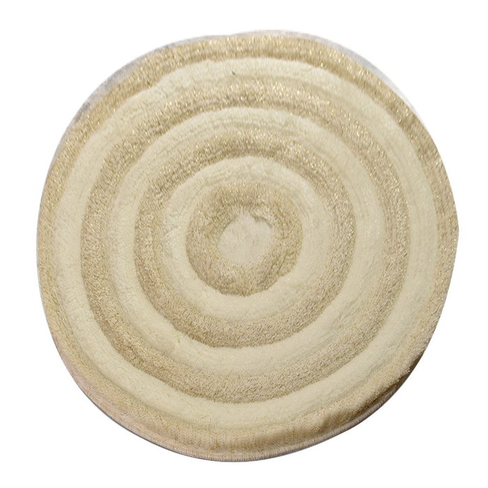 Mijölnir Alfombrilla de Baño Redonda Ecru 100% Acrílico Felpa 30mm Antibacteriana Antideslizante Lavable 90cm