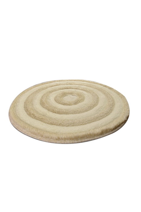 Mijölnir Alfombrilla de Baño Redonda Ecru 100% Acrílico Felpa 30mm Antibacteriana Antideslizante Lavable 90cm