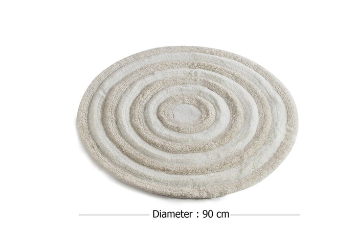 Mijölnir Alfombrilla de Baño Redonda Ecru 100% Acrílico Felpa 30mm Antibacteriana Antideslizante Lavable 90cm