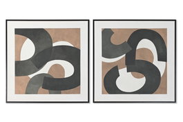 DKD Home Decor Set de 2 Cuadros Lienzo Abstracto 80x80x4 cm