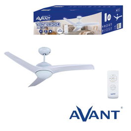 AVANT Ventilador de Techo con Luz y Mando a Distancia, 135 cm, 70 W, 3 Aspas, Color Blanco