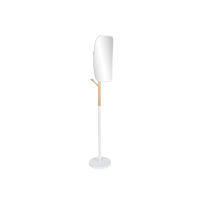 DKD Home Decor Perchero de Madera y Metal con Espejo Blanco