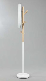 DKD Home Decor Perchero de Madera y Metal con Espejo Blanco