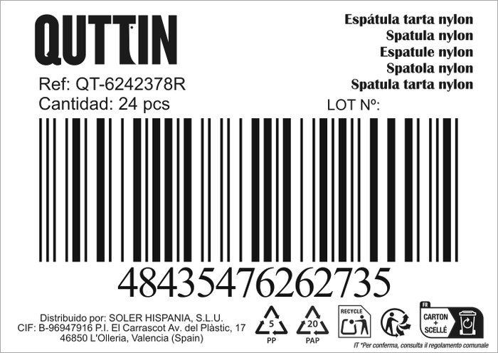 Quttin Espátula para Tarta de Nylon Negra 31x3,7x4cm