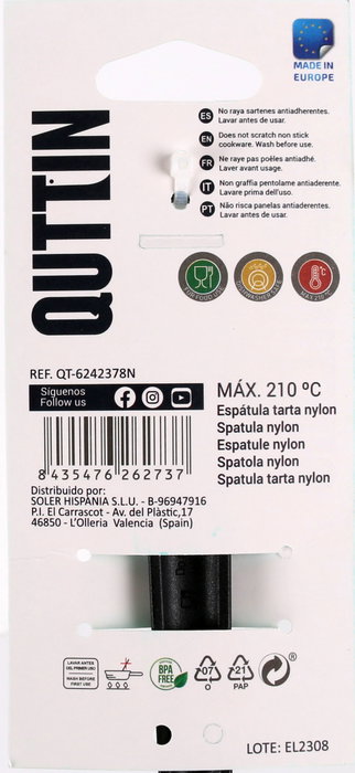 Quttin Espátula para Tarta de Nylon Negra 31x3,7x4cm