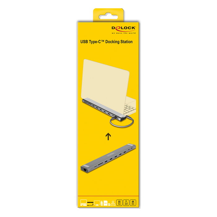 DeLOCK Estación de Acoplamiento USB Type-C Slim 4K HDMI USB 3.2 Gen 1 LAN SD PD 3.0 85W para Laptop 3840x2160 60Hz Negro Gris