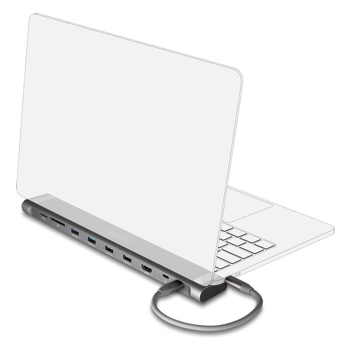 DeLOCK Estación de Acoplamiento USB Type-C Slim 4K HDMI USB 3.2 Gen 1 LAN SD PD 3.0 85W para Laptop 3840x2160 60Hz Negro Gris