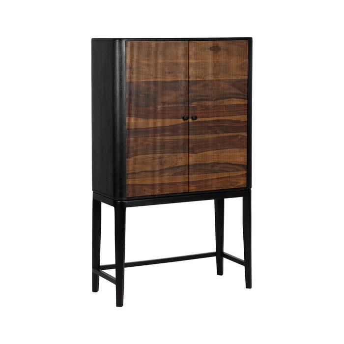 Armario Marrón-Negro Madera Salón 90 X 40 X 150 cm