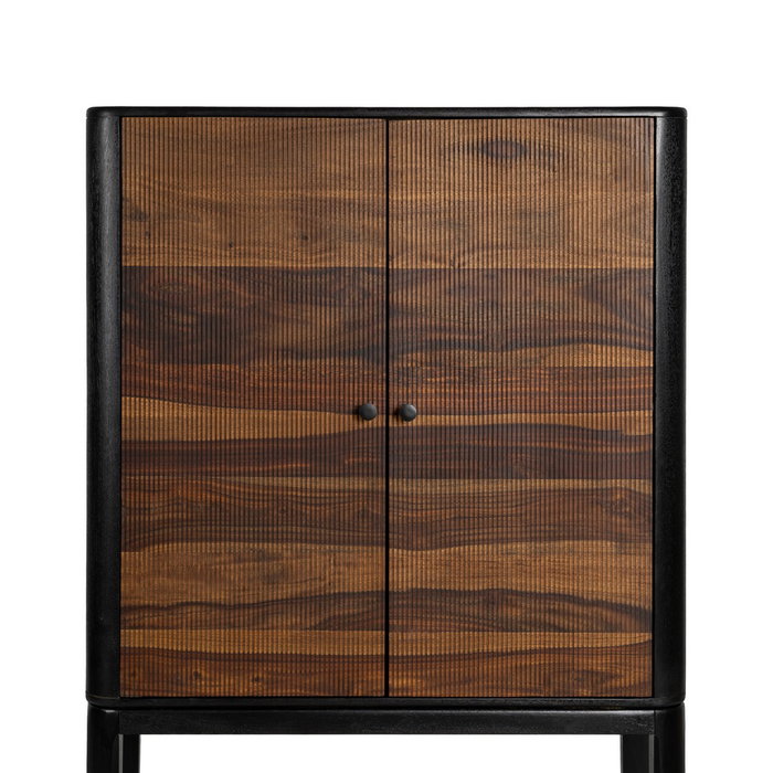 Armario Marrón-Negro Madera Salón 90 X 40 X 150 cm