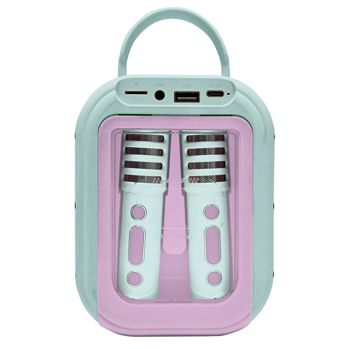 Lexibook Karaoke Frozen con Micrófonos Inalámbricos BTC030FZ - Altavoz Recargable con Luces, Licencia Disney para Niños +6 Años