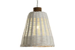 DKD Home Decor Lámpara Techo Tropical Blanco Bambú Mango 48 x 57 x 48 cm