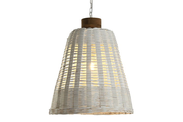 DKD Home Decor Lámpara Techo Tropical Blanco Bambú Mango 48 x 57 x 48 cm DKD Home Decor Lámpara Techo Tropical Blanco Bambú Mango 48 x 57 x 48 cm