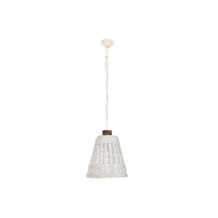 DKD Home Decor Lámpara de Techo de Bambú y Mango Blanco Desgastado