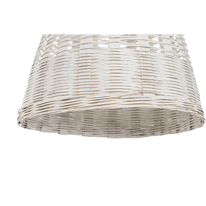 DKD Home Decor Lámpara de Techo de Bambú y Mango Blanco Desgastado
