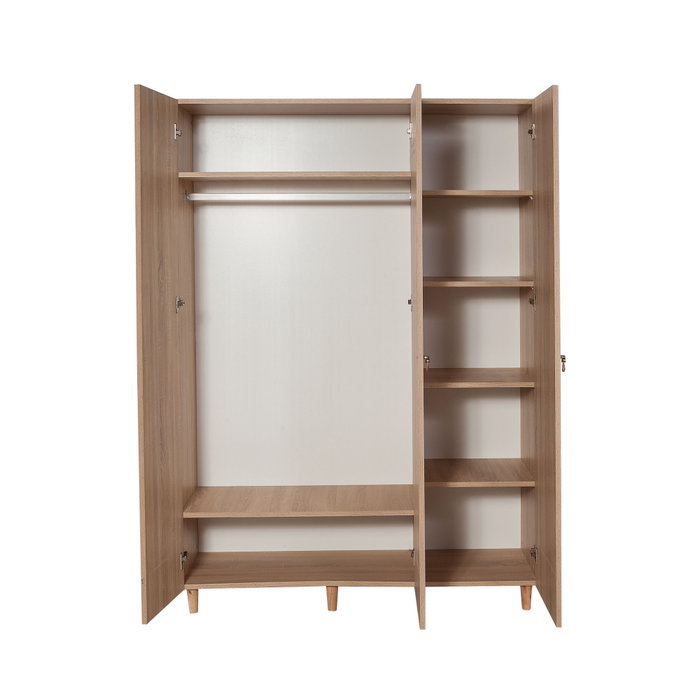 Hanah Home Mode-123 Armario Roble Sonoma 135x192x52 cm Tablero Partículas Melamina Diseño Moderno