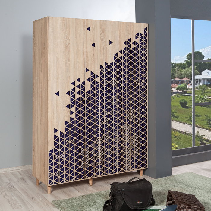 Hanah Home Mode-123 Armario Roble Sonoma 135x192x52 cm Tablero Partículas Melamina Diseño Moderno