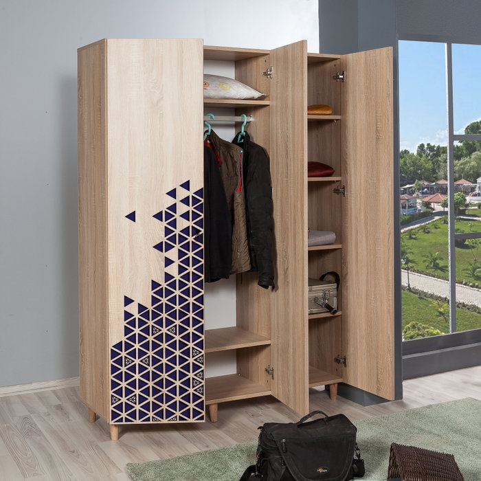 Hanah Home Mode-123 Armario Roble Sonoma 135x192x52 cm Tablero Partículas Melamina Diseño Moderno