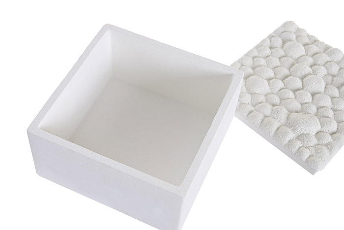 DKD Home Decor Set de 2 Joyeros de Cemento Blanco 18x18x12 cm