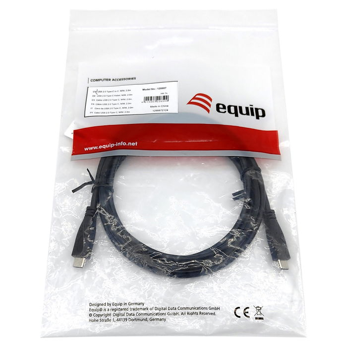EQUIP Cable USB-C 2.0 a USB-C 2.0 2.00m St/St 480Mbps sw Negro