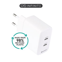 eSTUFF Cargador INFINITE USB-C PD 35W con Clavija UE - Blanco - Carcasa con 98% Plástico Reciclado