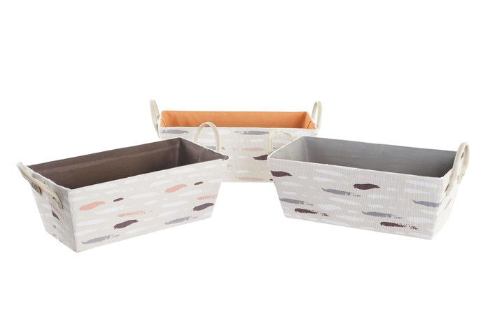 DKD Home Decor Cesta de Poliéster PINCELADAS Surtido de 3 Unidades DKD Home Decor Cesta de Poliéster PINCELADAS Surtido de 3 Unidades