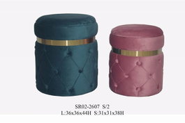 DKD Home Decor Set de 2 Reposapiés con Tapa en Terciopelo