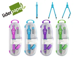 Liderpapel Compás Articulado con Adaptador Universal, Minas 2mm, Estuche Incluido, Colores Surtidos, Longitud 14cm