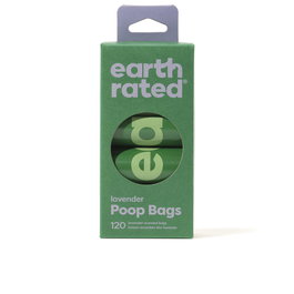 Earth Rated Rollos de Bolsas para Excrementos de Mascotas Recambio Lavanda, 315 Bolsas Extra Resistentes en 21 Rollos (8 x 15 unidades)