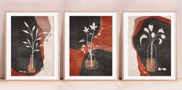 DKD Home Decor Cuadro Lienzo MDF 50x3x70 Jarrón Flores Surtido de 3