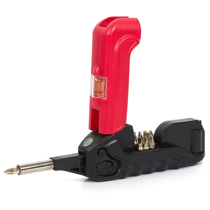 Je cherche une Idee Destornillador 12 En 1 - Destornillador Multifunción 12 en 1 con 12 Puntas, Luz LED, Nivel, Martillo y Metro, Fabricado en Acero y ABS