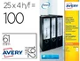 Avery Etiquetas Adhesivas Ultragrip Para Archivadores Palanca 192x61 mm Inkjet-Láser 4 X 25H Blanco